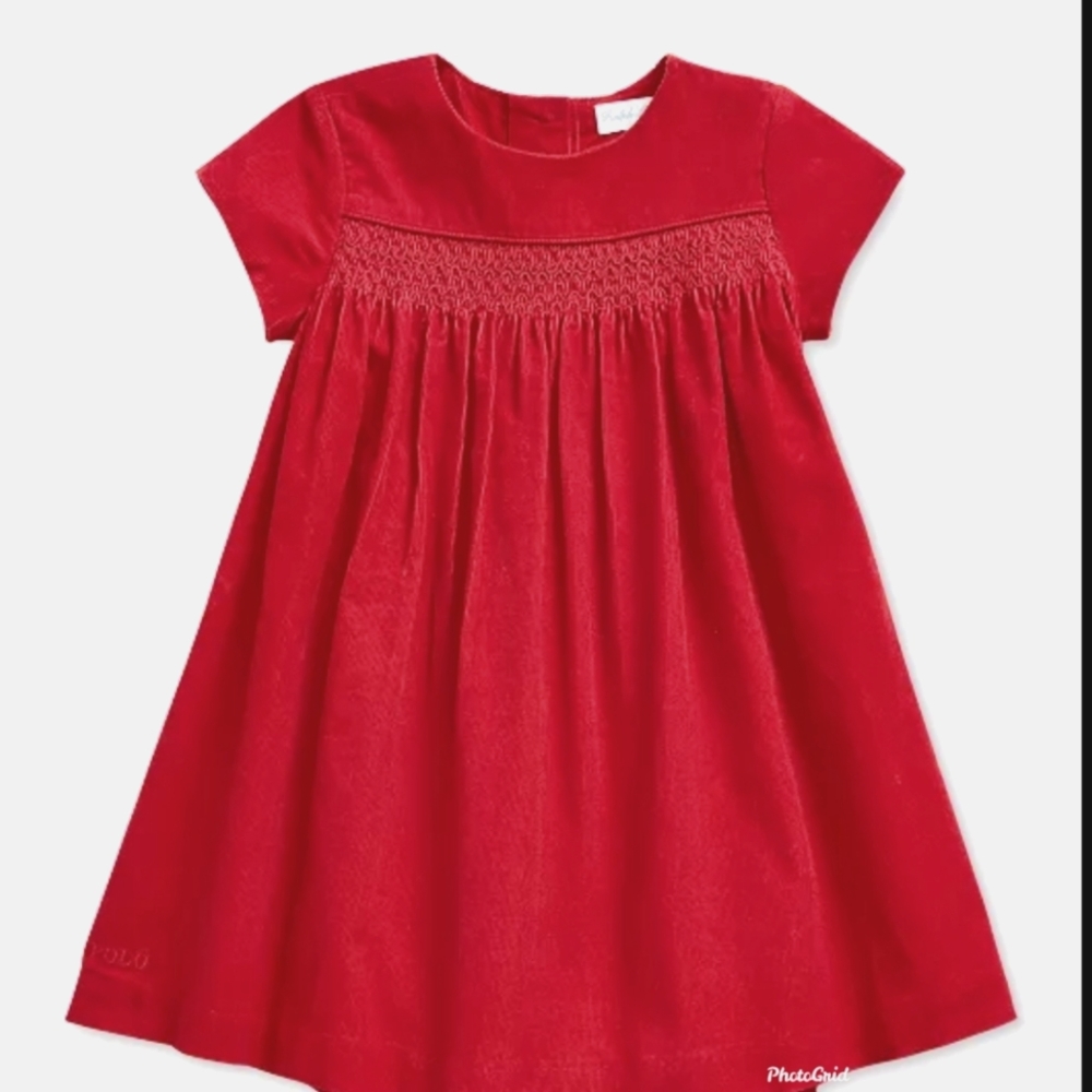 Polo Ralph Lauren Baby Girls Fine Wale Smocked Corduroy Dress - Picture 1 of 10